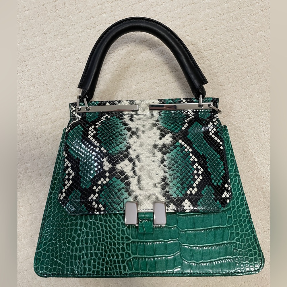 NWT Maison Heroine croc & snake print top handle bag with crossbody strap